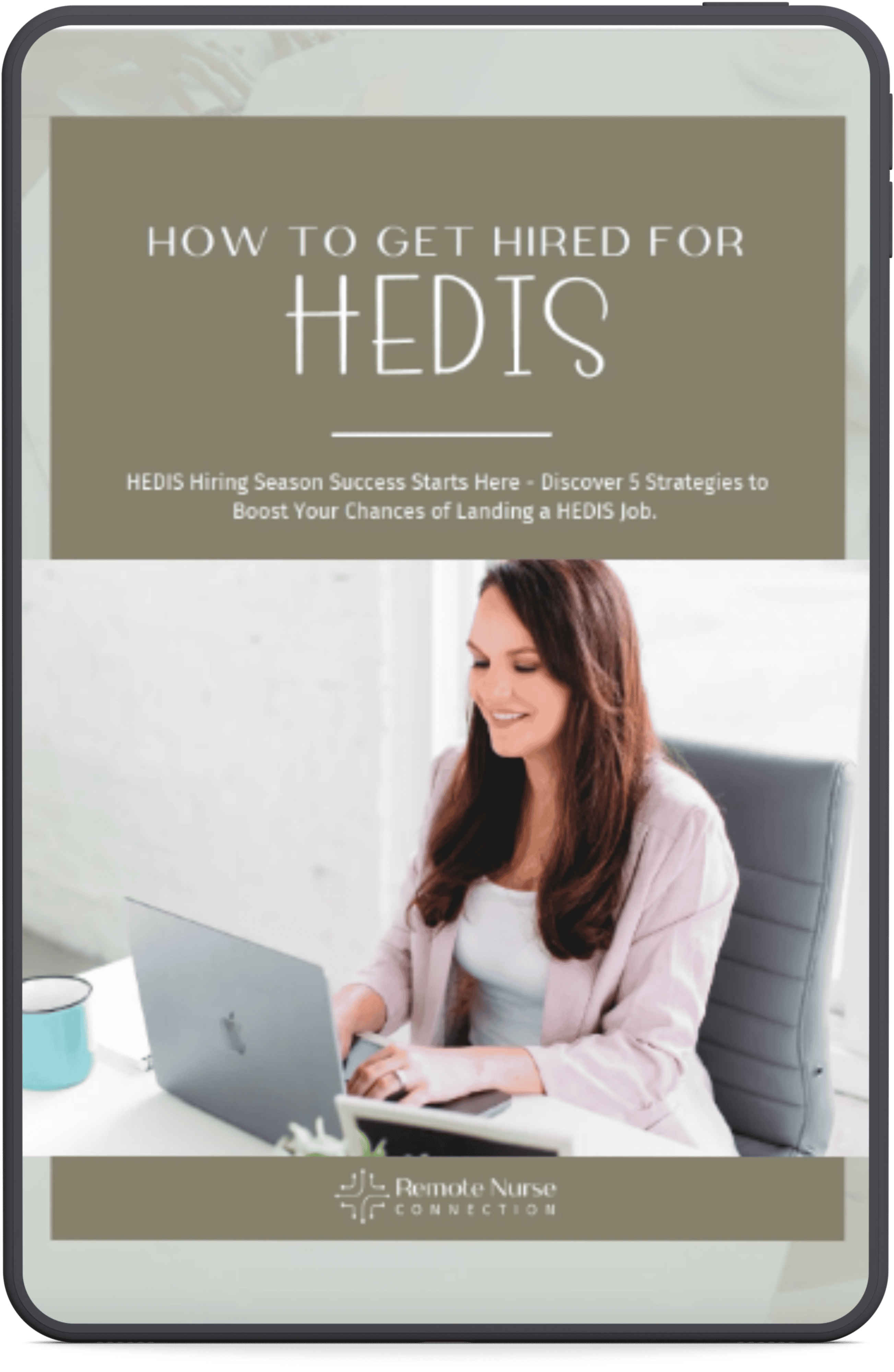 cover image for 5 tips to get hired for HEDIS data abstraction as a remote nurse - nurse at her desk working