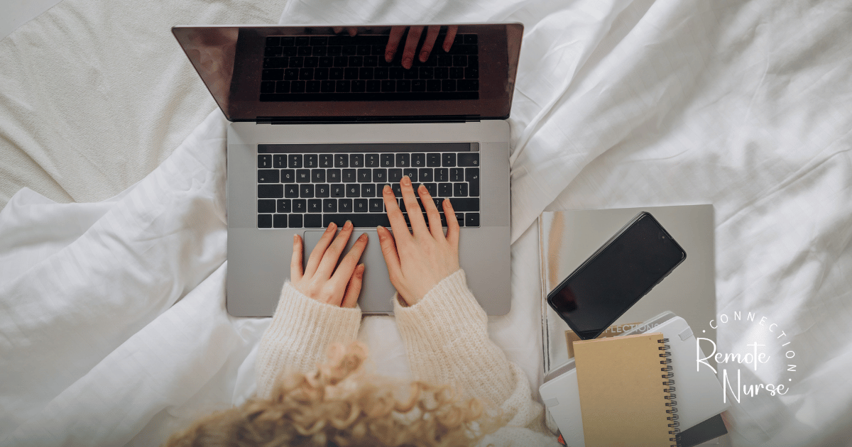 nurse typing new nursing graduate cover letter on laptop